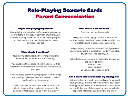 Role-Playing Scenario Cards | Parent Communication