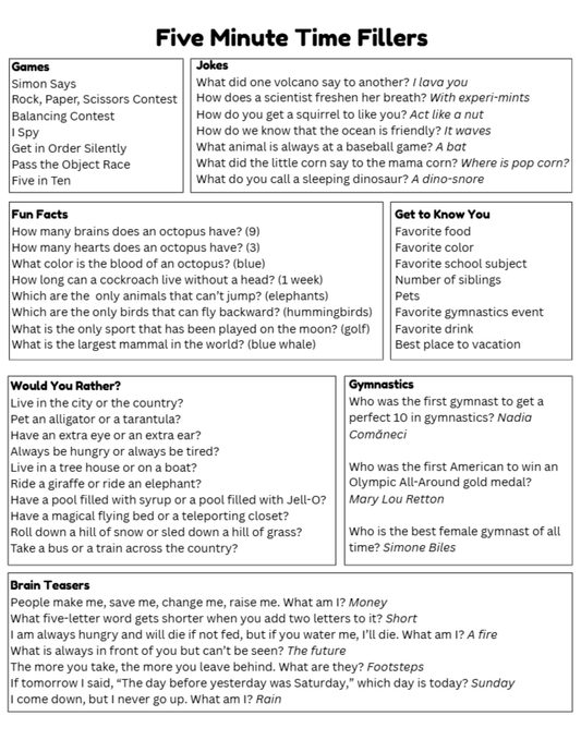 FREE Five-Minute Time Fillers