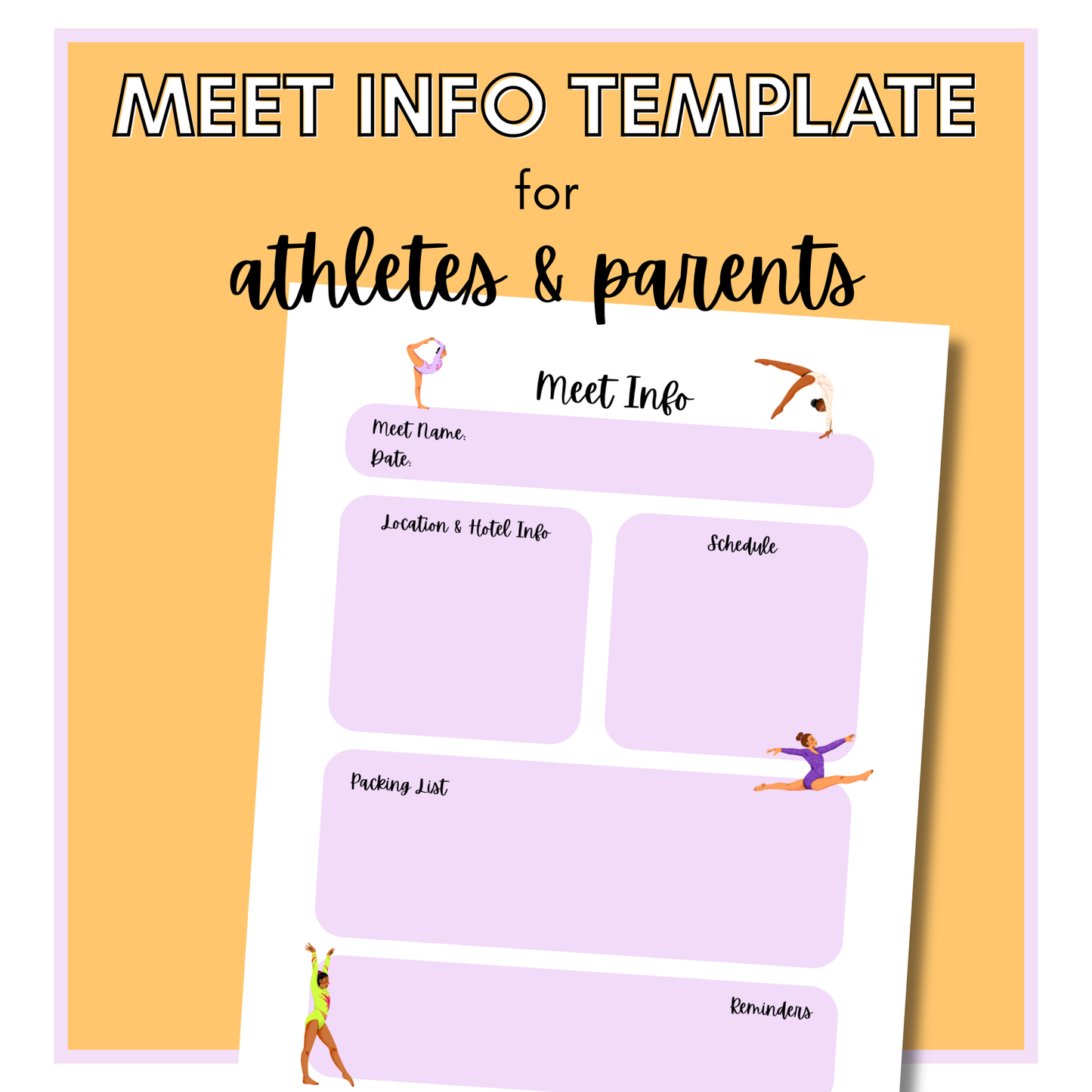Meet Info Template for Gymnastics Coaches, Athletes, and Parents