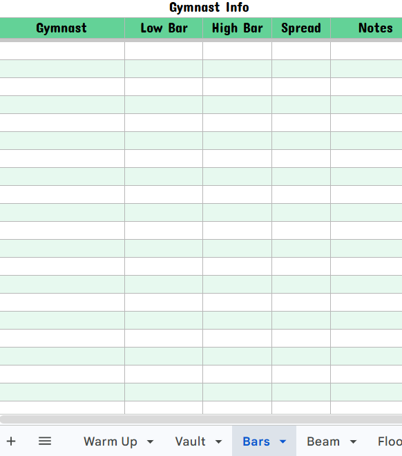 Training Plan Template for Gymnastics Coaches