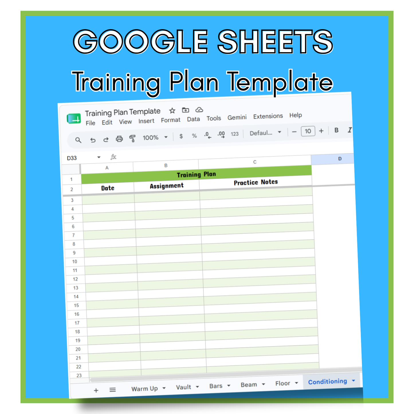 Training Plan Template for Gymnastics Coaches